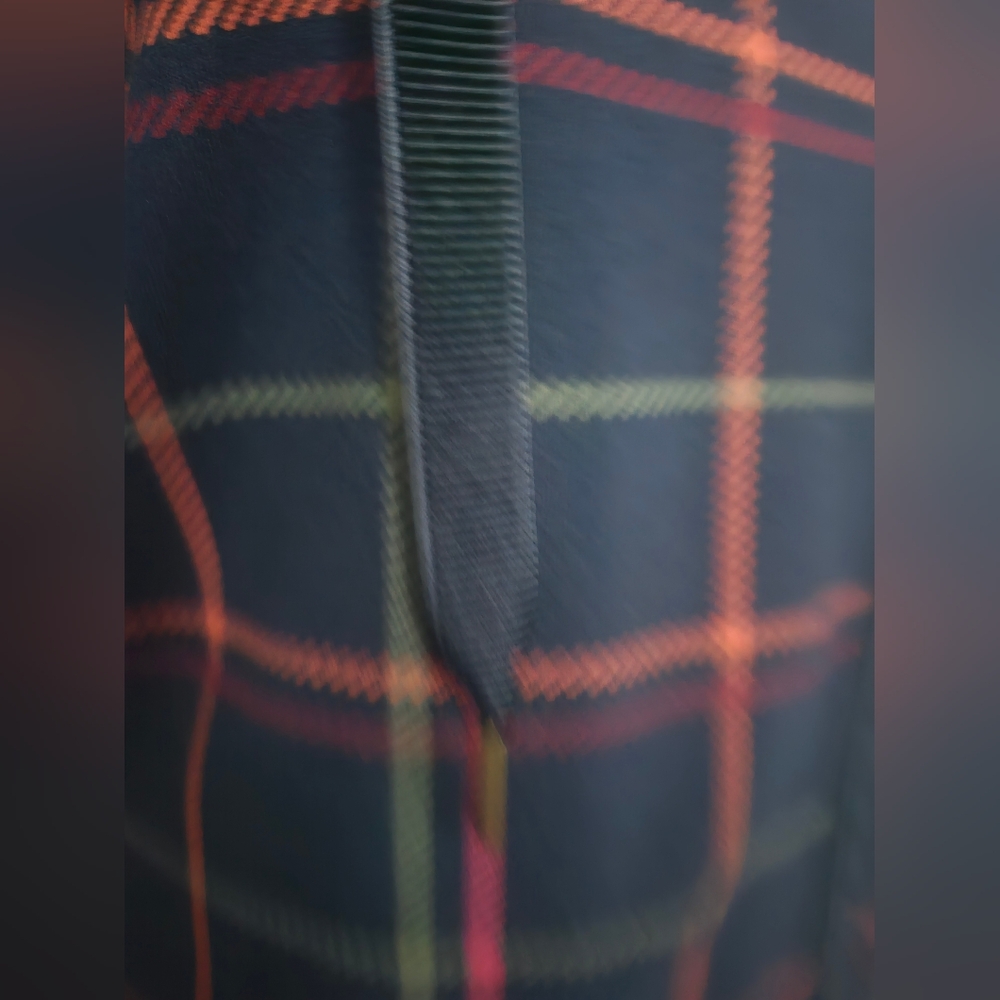 TALBOTS Pink & Green Tattersall Plaid Navy Fleece Field Jacket | SZ L - Picture 9 of 16